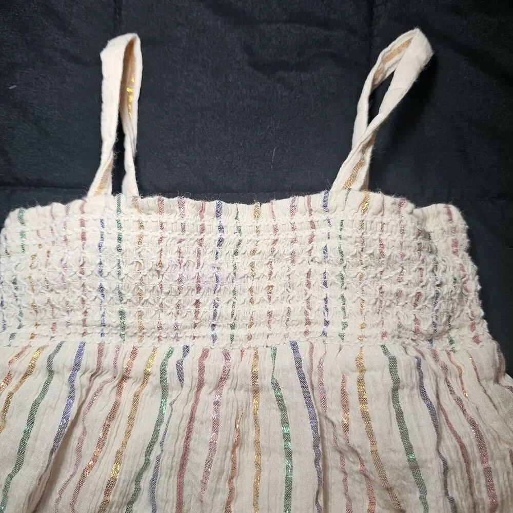 Gap Toddler Girls Metallic Rainbow Striped Smocked Summer Dress Size 3